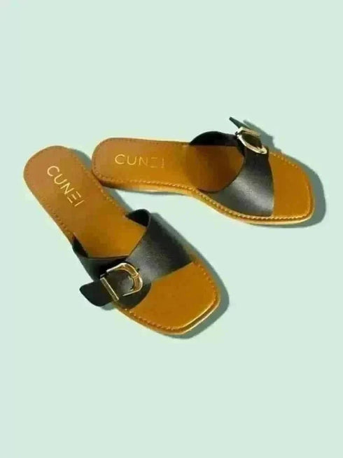 Black Buckled Flats - cunei